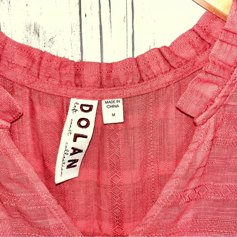 Dolan Left Coast Tandy Ruffle Blouse Peachy Pink Women’s Size Medium - Picture 5 of 5